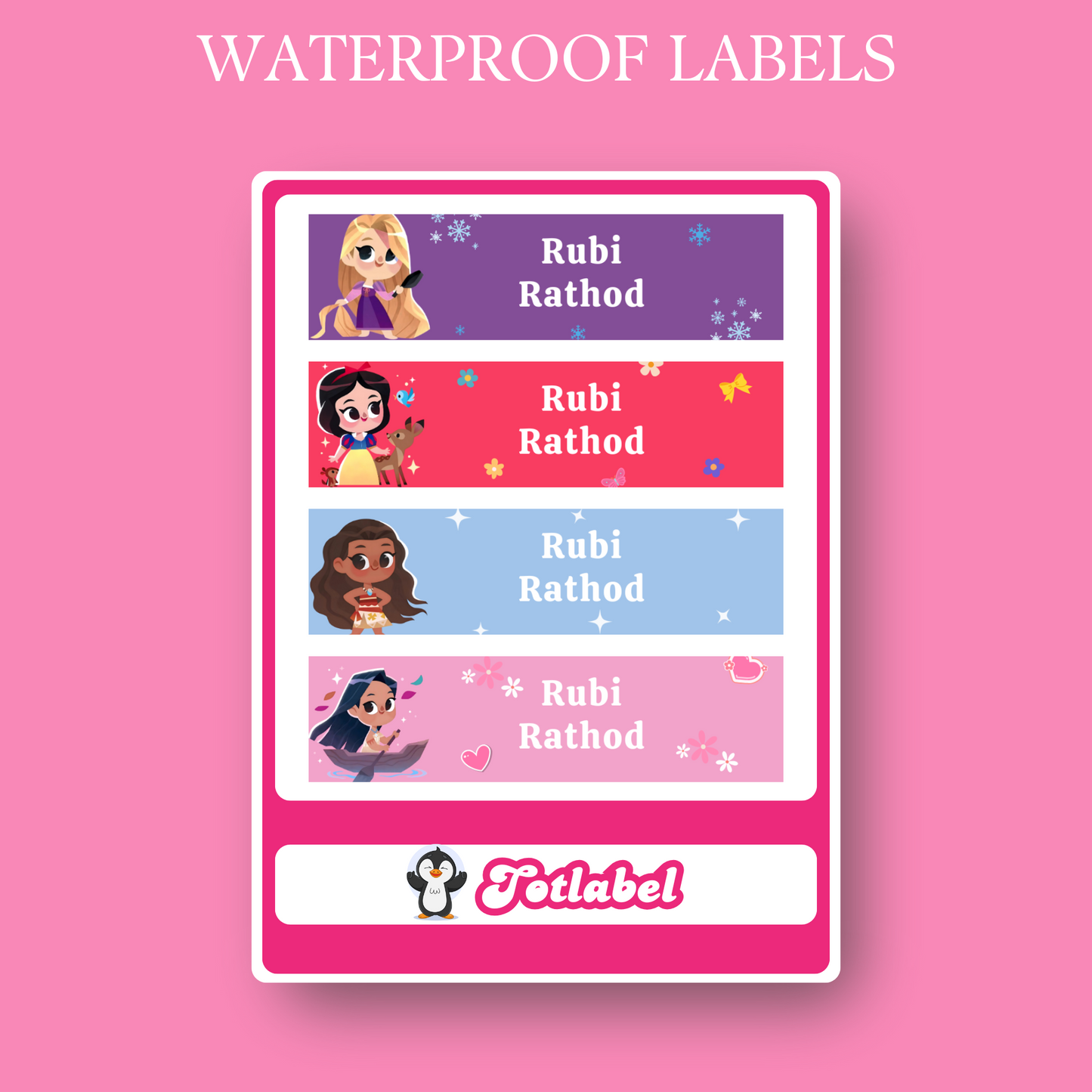 Disney Princess Personalised Waterproof Stickers