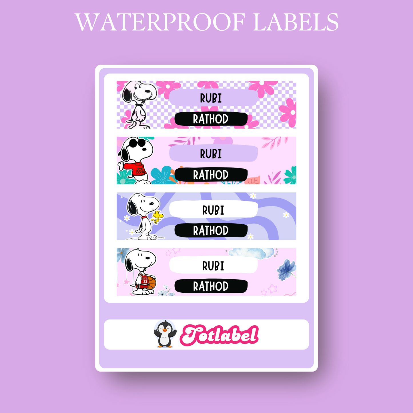 Snoopy Customized Waterproof Labels