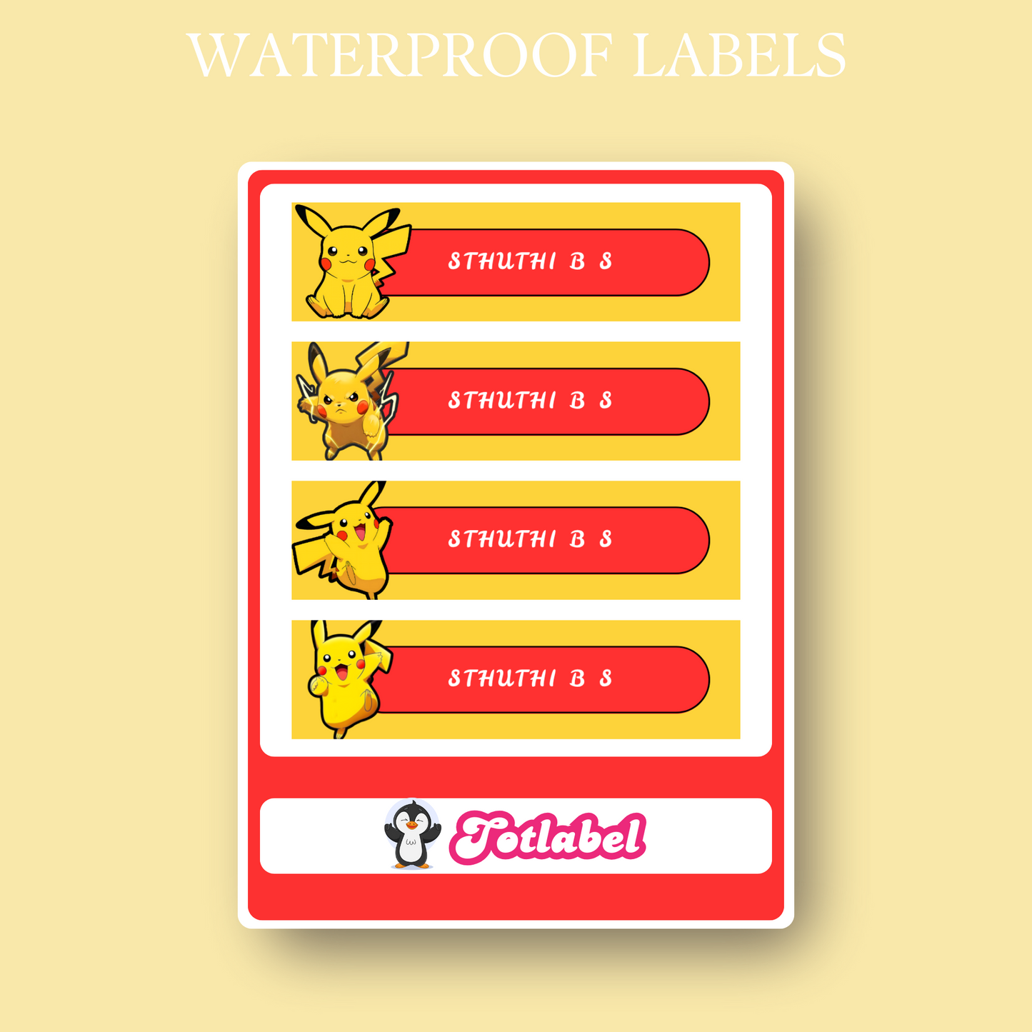 Pikachu Customized Waterproof Labels