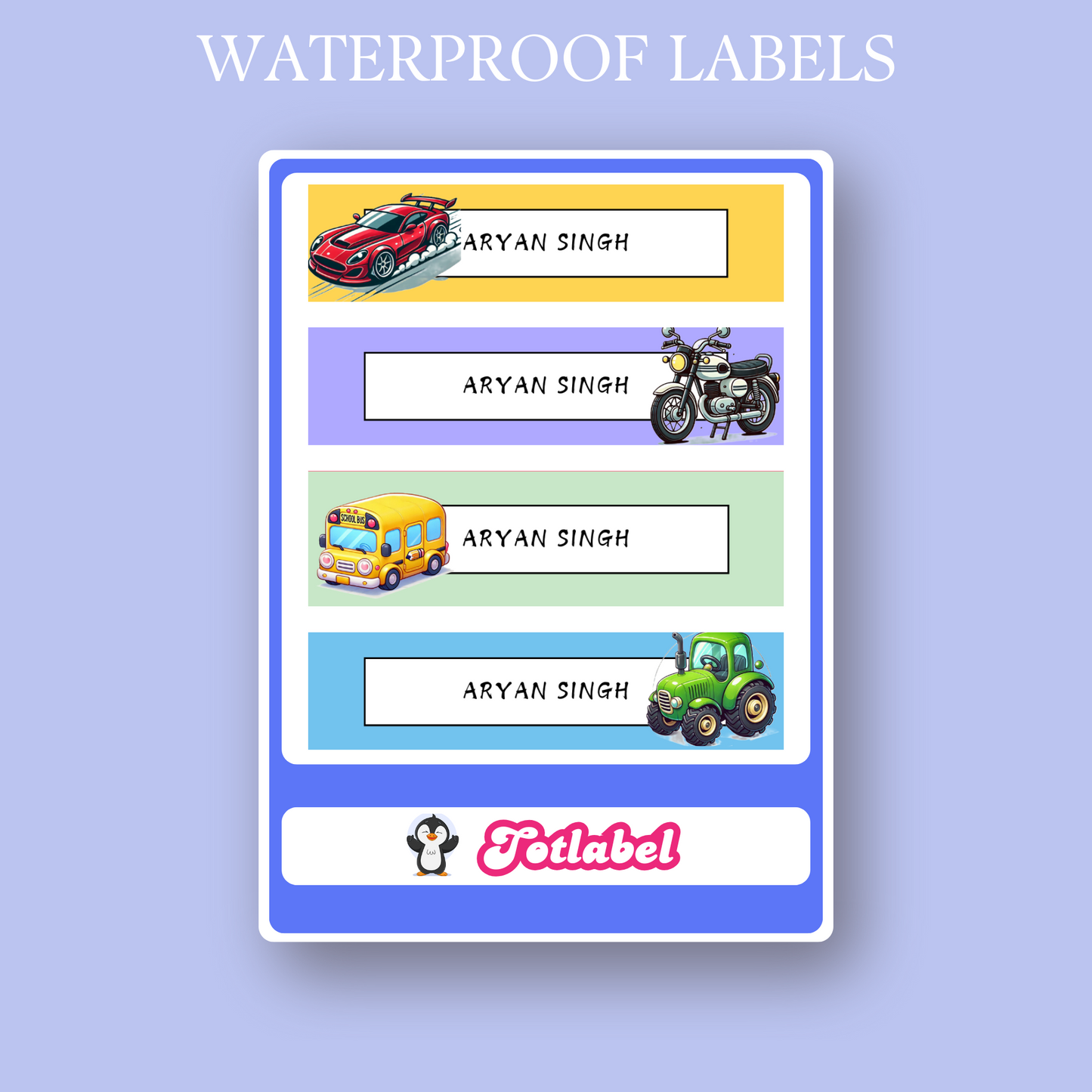 Cars Superhero Customized Waterproof Labels
